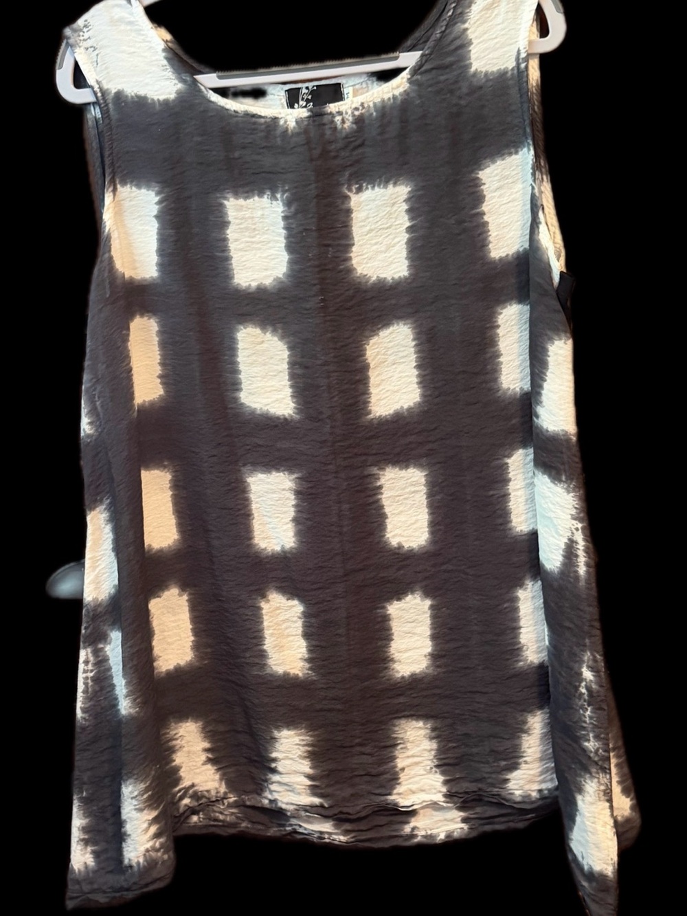 Women's Sleeveless Square Tie-Dye Tunic - Black & White